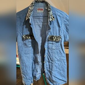 Vintage Leopard Denim Shirt